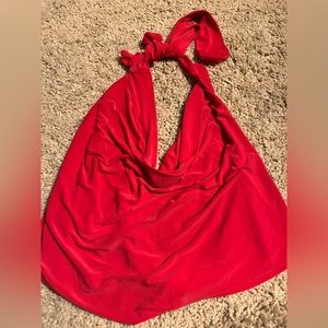 Cressong Hot Pink Cowl Neck Backless Hot Pink Halter